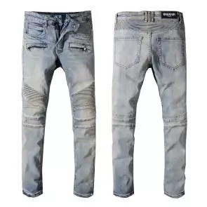 hommes balmain straight biker jeans hiphop pants wash white